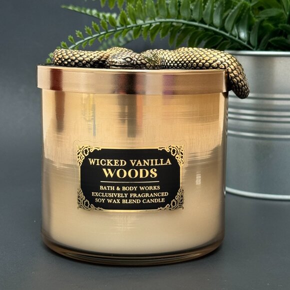 BBW Wicked Vanilla Woods Bath & Body Works 3 Wick Candle - Picture 2 of 13